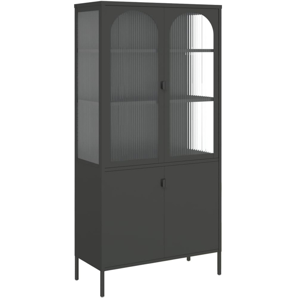vidaXL 4 Glass and Steel Door Black Highboard Image 2