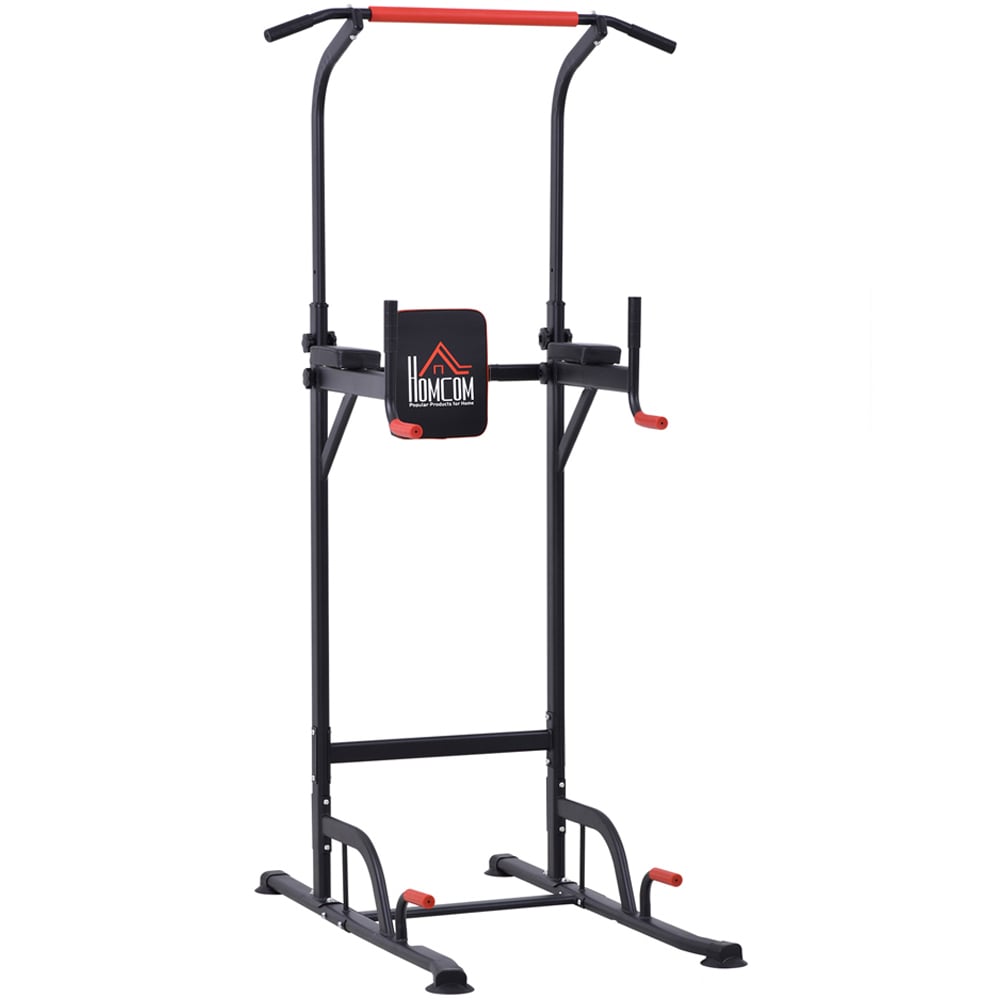 HOMCOM Red and Black Pull Up Station Bar Image 1
