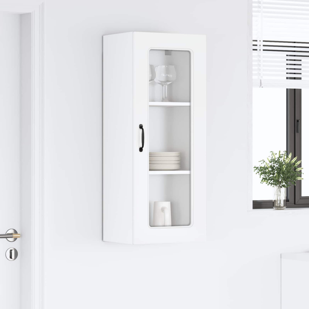 vidaXL Single Glass Door High Gloss White Kitchen Wall Cabinet Image 9