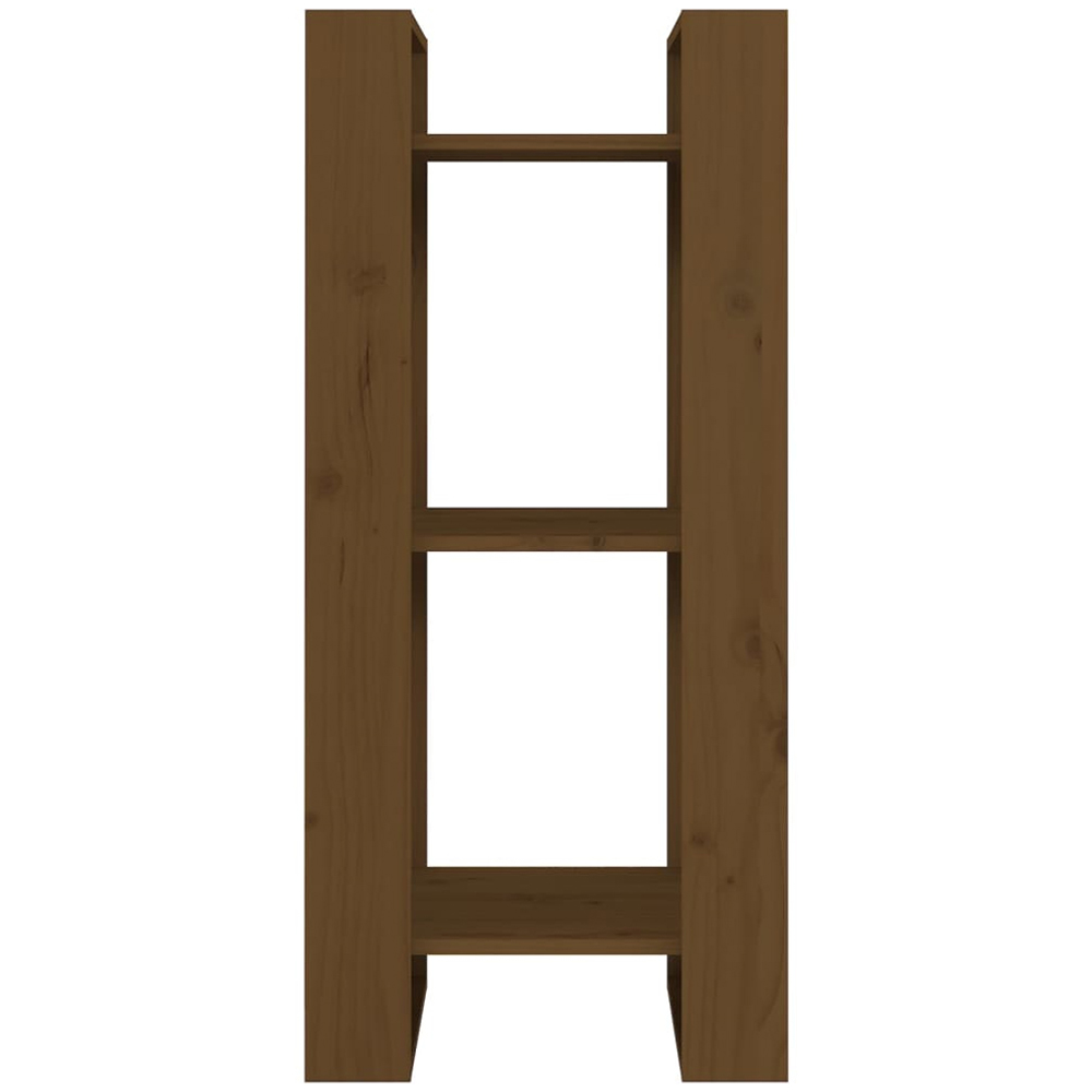 vidaXL 3 Shelf Honey Brown Solid Wood Bookcase Image 3