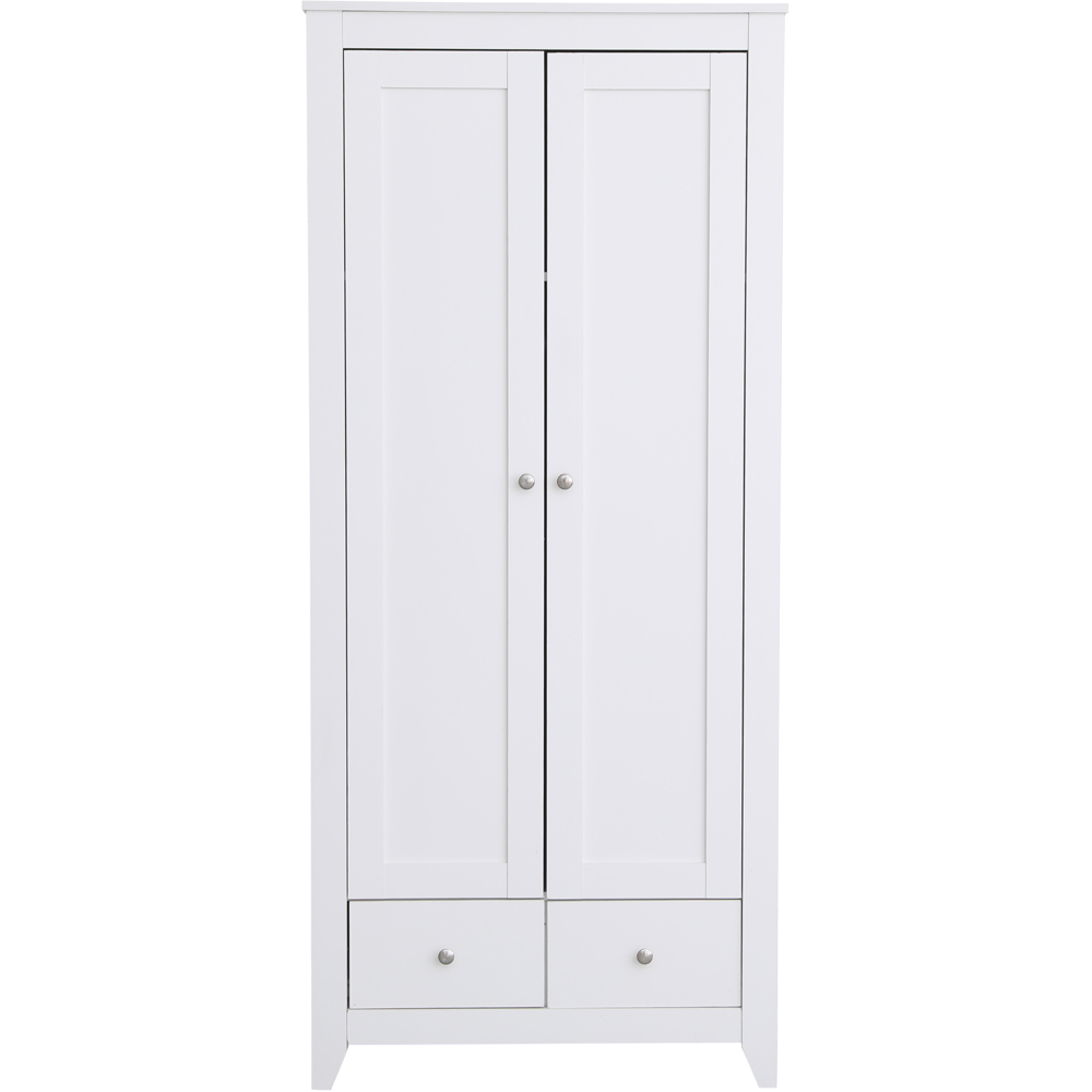 FurnitureHMD 2 Door 2 Drawer White Wooden Wardrobe Image 2
