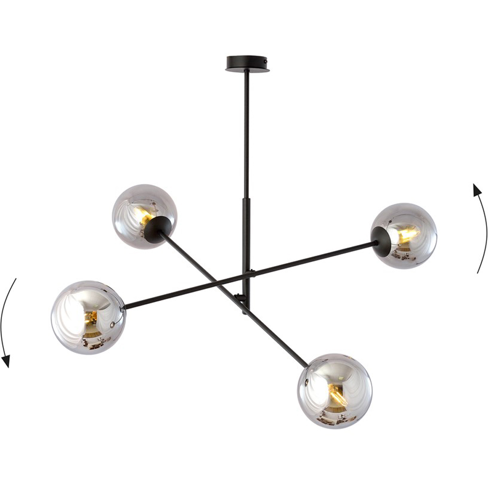 Emibig Linear 4 Light Graphite Shade Black Pendant Lamp Image 6