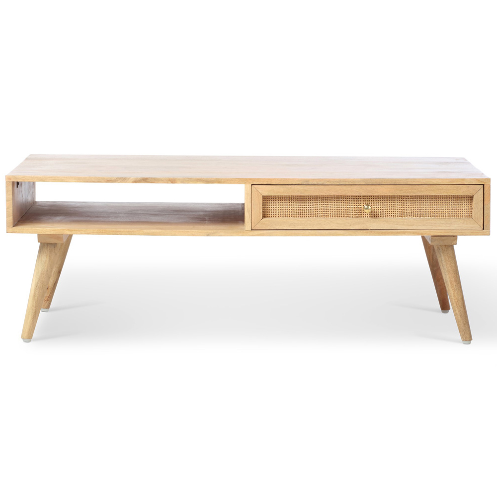 Desser Manhattan 2 Drawer Natural Rattan and Mango Wood Coffee Table Image 2