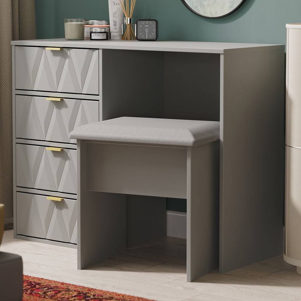 Crowndale Diamond 4 Drawer Dusk Grey Vanity Dressing Table Ready Assembled Image 1
