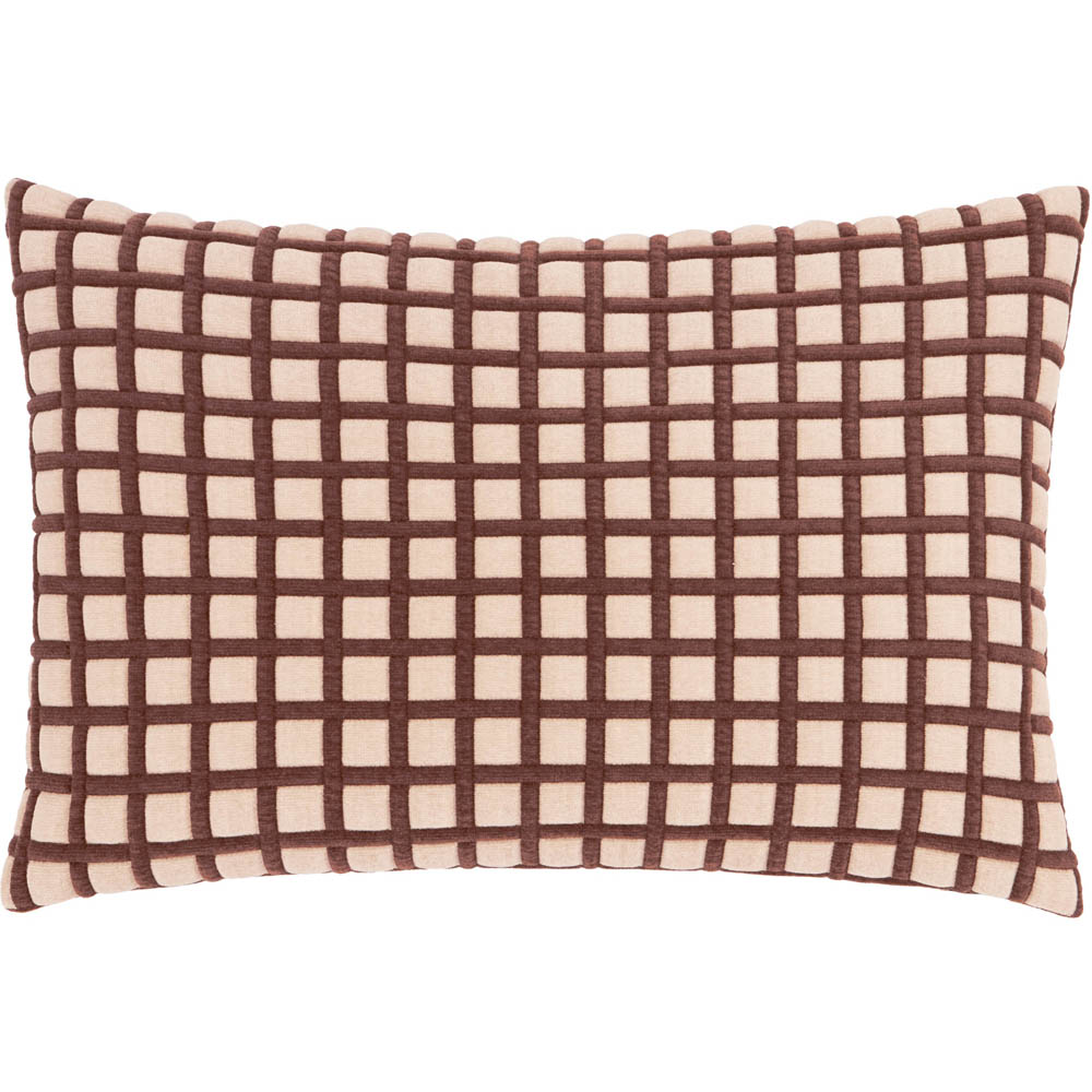 Furn Softie Chocolate and Sand Grid Quilted Reversible Cushion 40 x 60cm Image 1