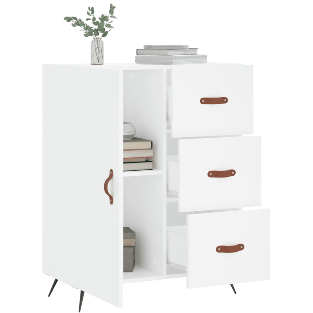 vidaXL Single Door 3 Drawer White Sideboard Image 4