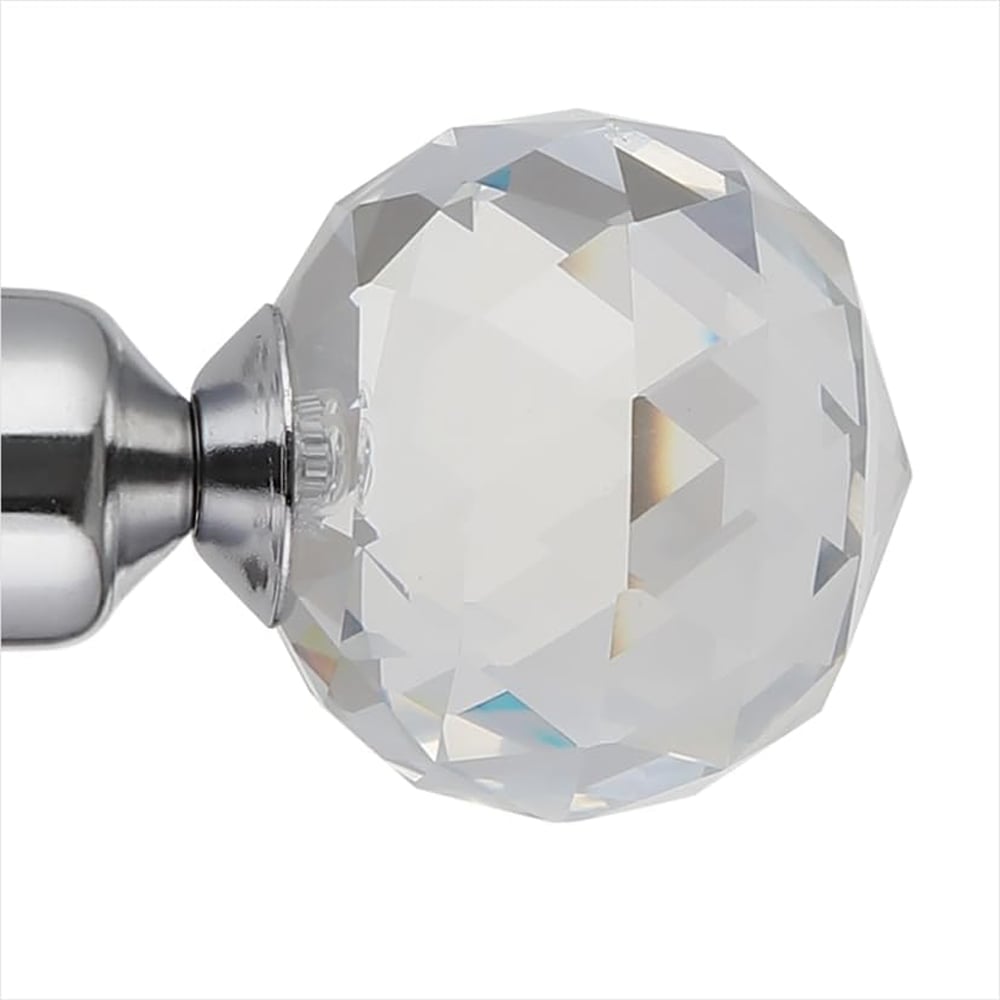 Home Treats 40 to 218cm Extendable Chrome Metal Crystal Curtain Pole Image 3