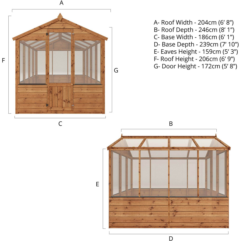 Mercia Wooden 8 x 6ft Traditional Greenhouse Image 8