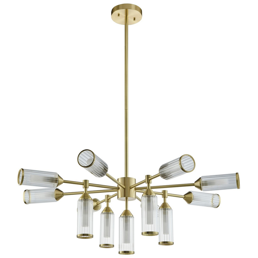 Merano Trieste Clear Frosted Glass Satin Brass Plate Multi Arm Pendant Ceiling Light Image 1