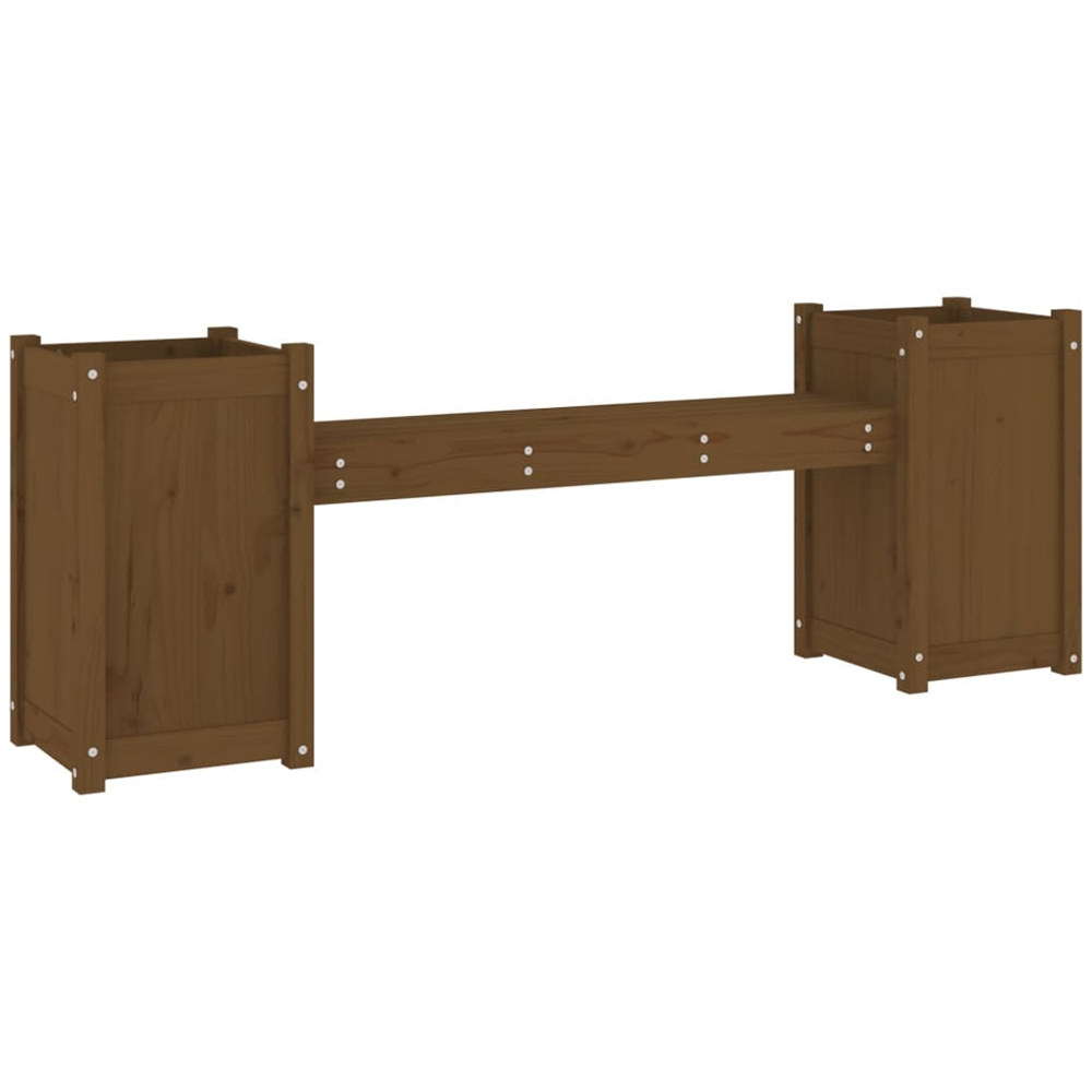 vidaXL 2-in-1 Honey Brown Solid Pine Wood Planter Box with 2 Seater Bench Image 6