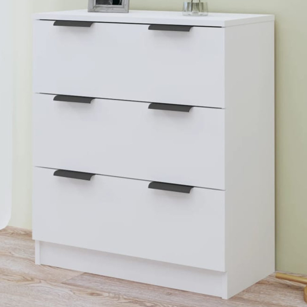 vidaXL 3 Drawer White Sideboard Image 1