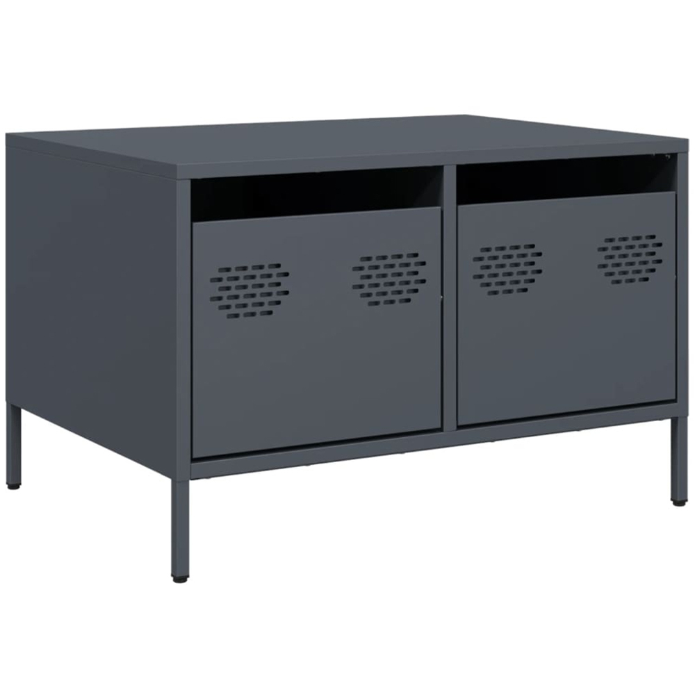 vidaXL 2 Drawer Anthracite Steel Broad TV Cabinet Image 2