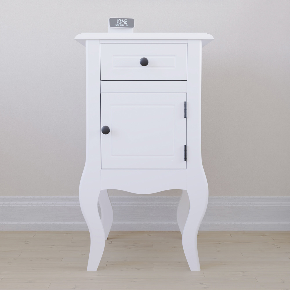 Vida Designs Nishano Single Door Single Drawer White Bedside Table Image 5
