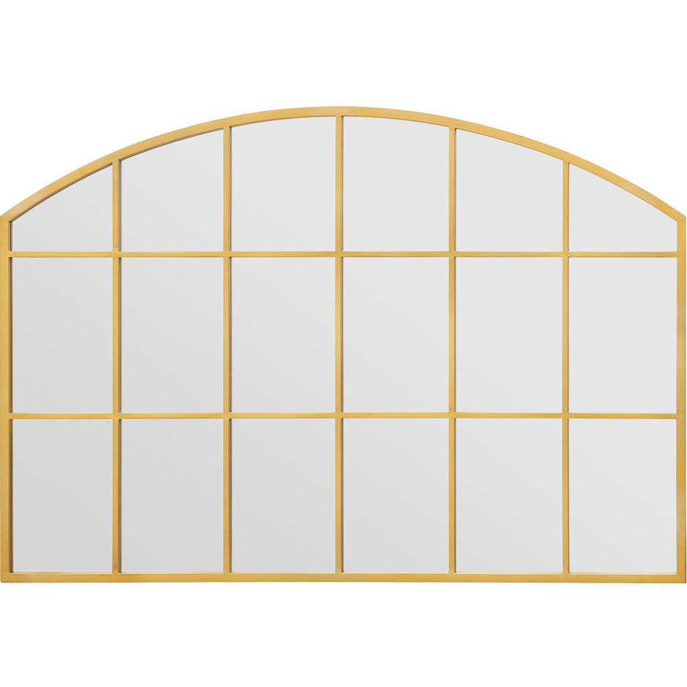 The Arcus Gold Arched Metal Over Mantle Wall Mirror 110 x 75cm Image 1