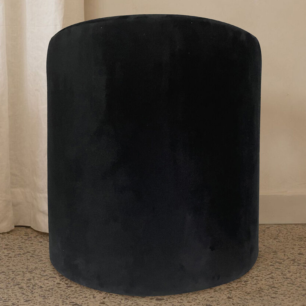 Premier Housewares Haley Black Velvet Pouffe Image 1