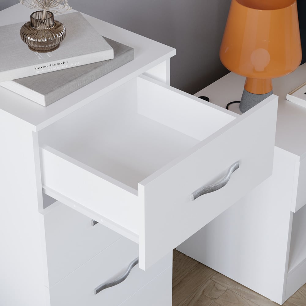 Vida Designs Riano 5 Drawer White Narrow Chest of Drawers Image 4