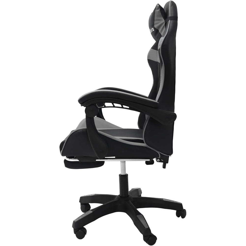 Alivio Black and Grey Ergonomic Swivel Gaming Chair with Footrest and Lumbar Support Image 4