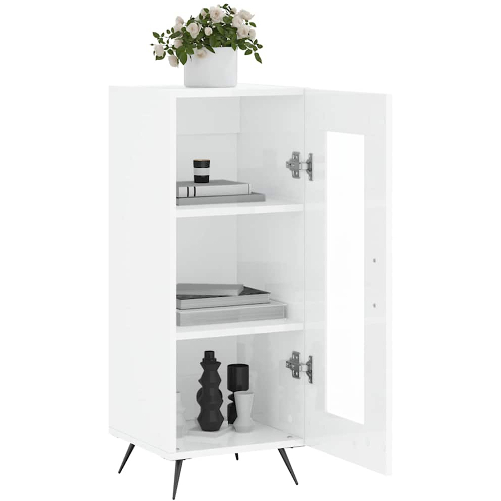 vidaXL Single Glass Door High Gloss White Sideboard Image 4