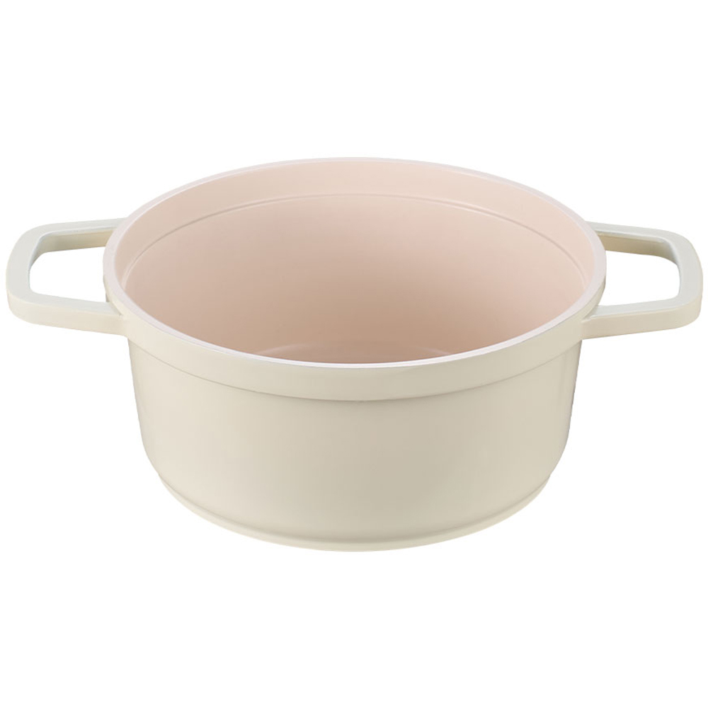 Living and Home 4.75L White Non-Stick Cast Aluminium Enamelled Cooking Pot with Lid Image 3