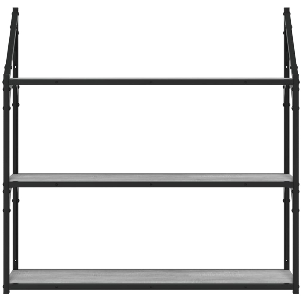 vidaXL 80cm 3 Shelf Grey Sonoma Wall Shelf Image 3