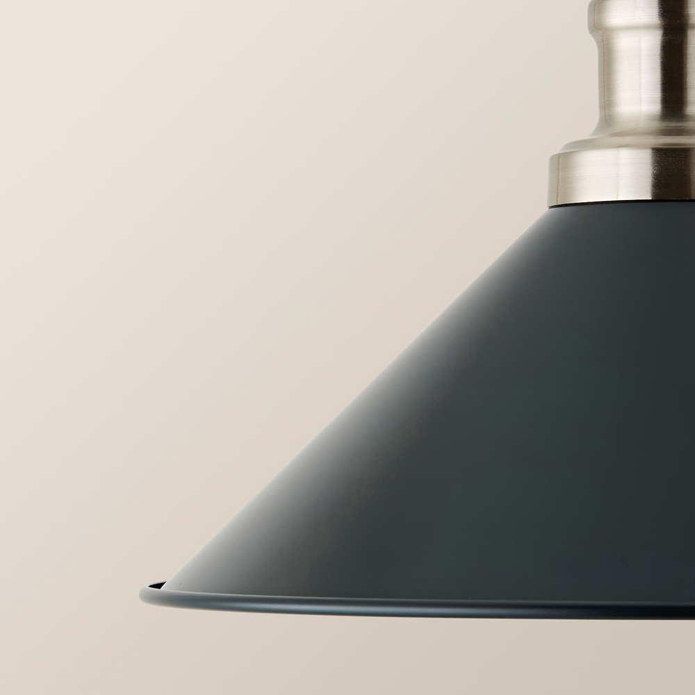 ValueLights Navy Blue Tapered Metal Shade with Rolled Edge and Metallic Fitting Image 4