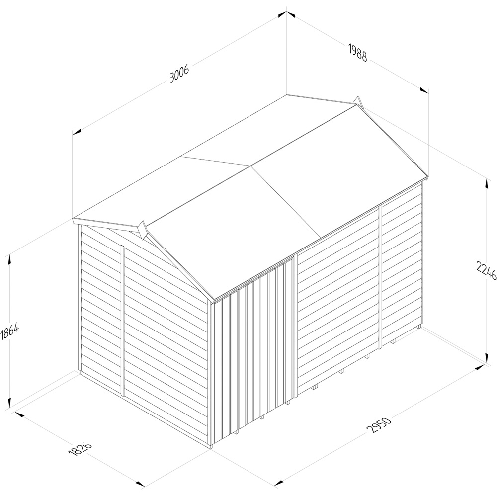 Forest Garden 4LIFE 10 x 6ft Double Door Reverse Apex Shed Image 9