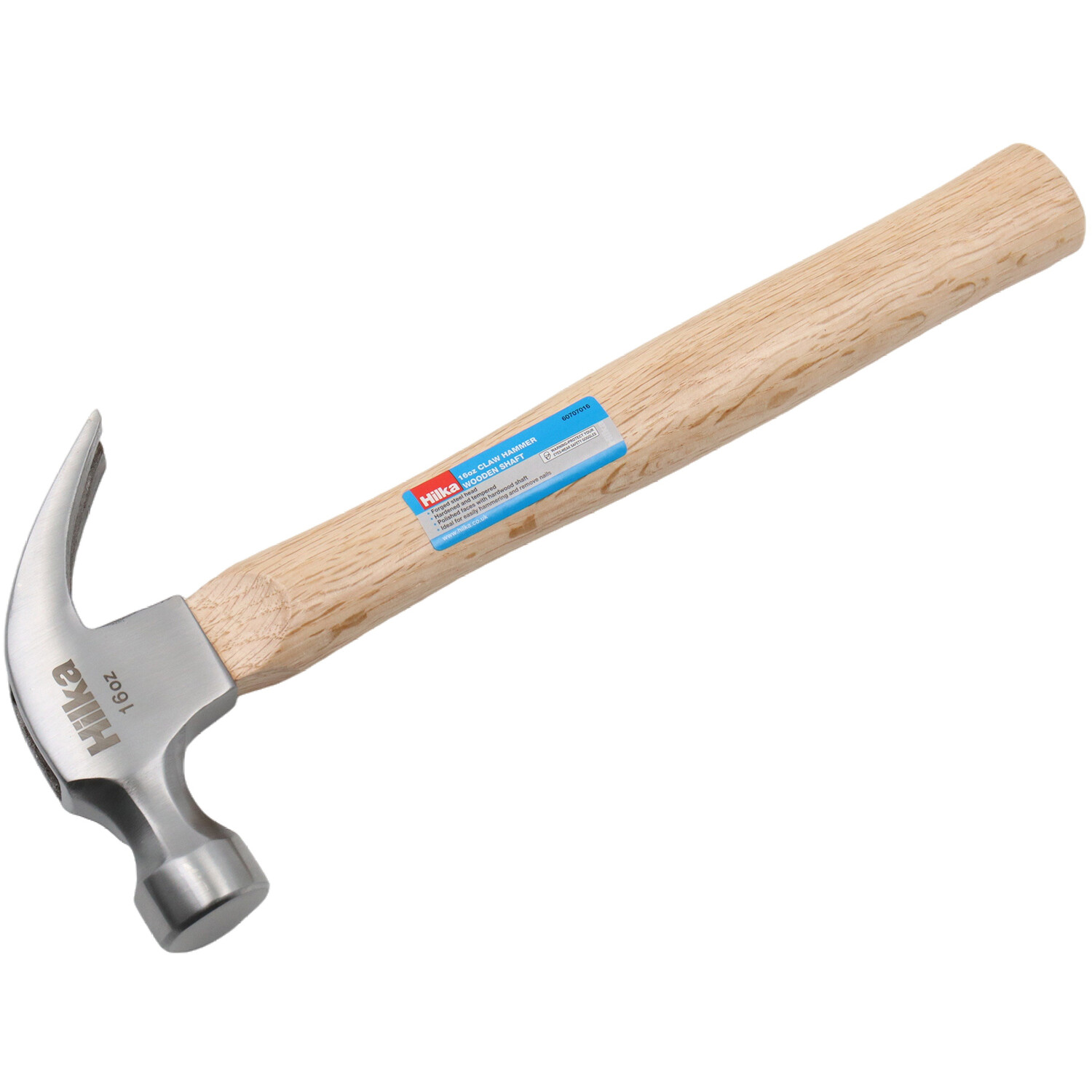Hilka Wooden Shaft Claw Hammer Natural and Silver Image 3