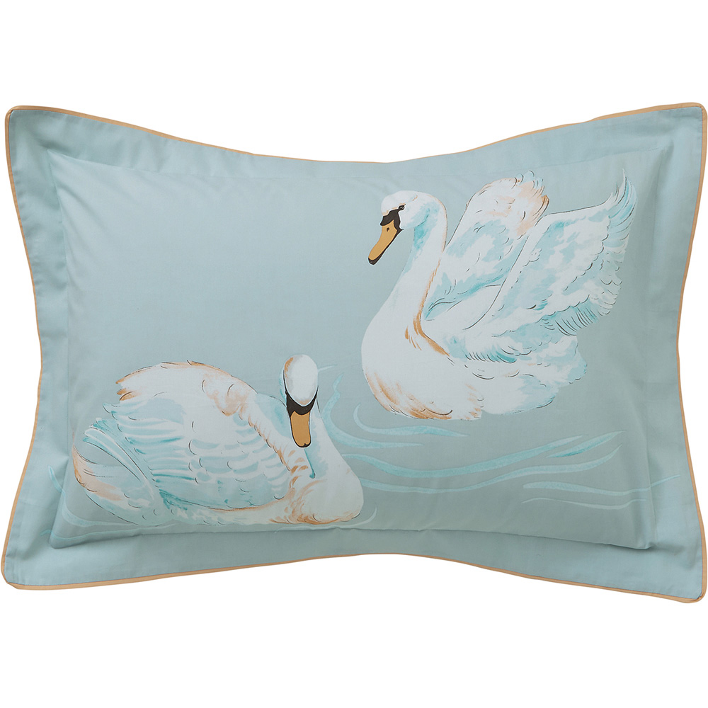 Yvonne Ellen King Size Aqua Sister Swans Reversible Duvet Set Image 2