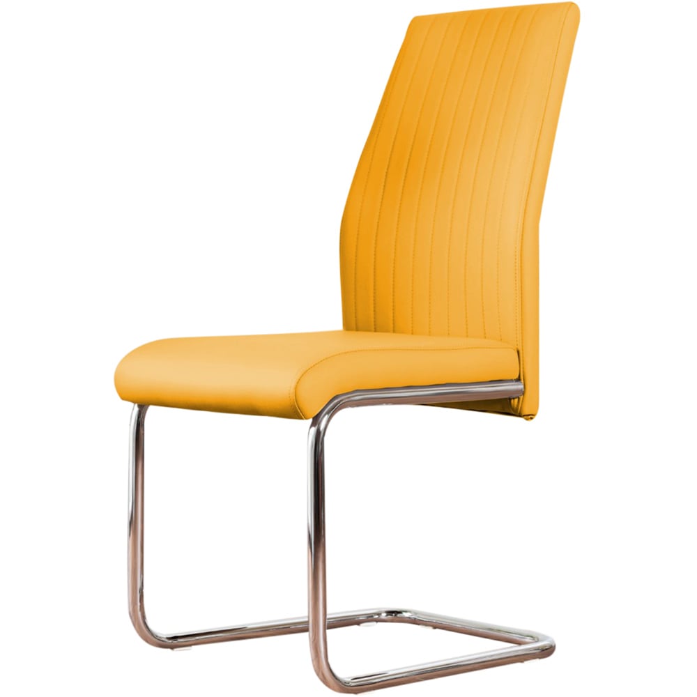 Furniturebox Fontana Set of 2 Mustard Yellow and Chrome Faux Leather Dining Chair Image 2