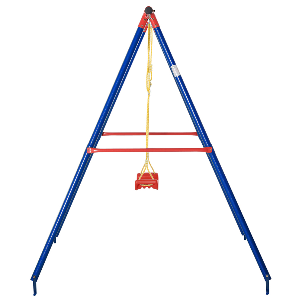 Outsunny Kids Blue and Red Metal Swing for 3-8 Age Image 4