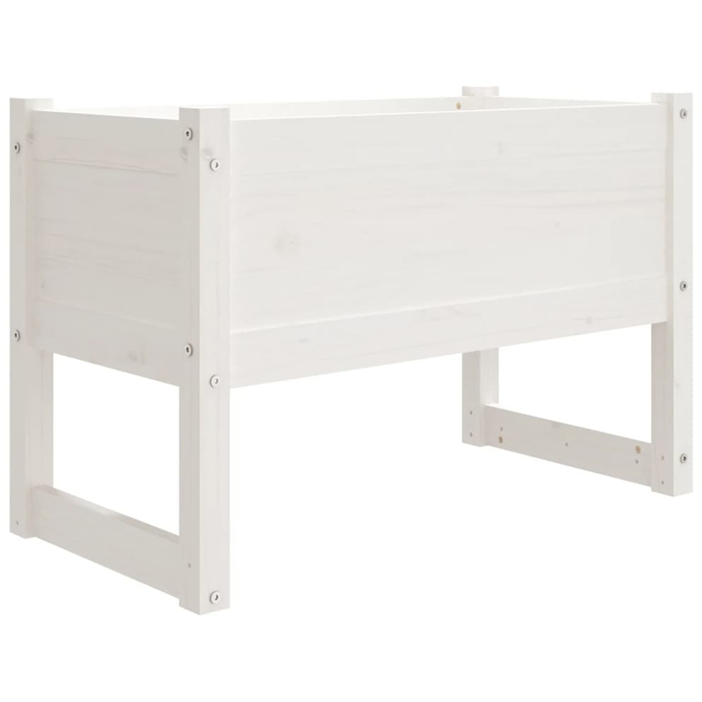 vidaXL White Solid Pine Wood Garden Planter 78 x 40 x 52cm Image 1