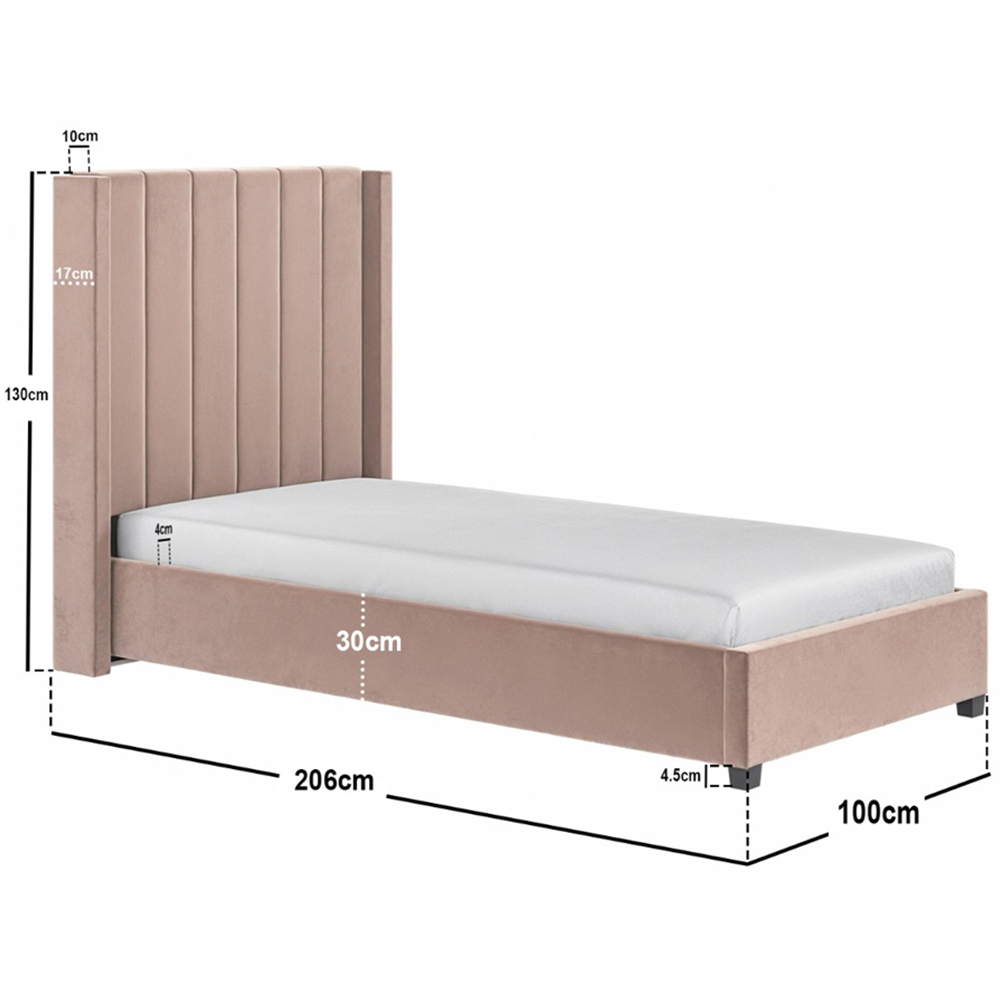 Flair Tiggy Single Pink Velvet Ottoman Bed Image 7