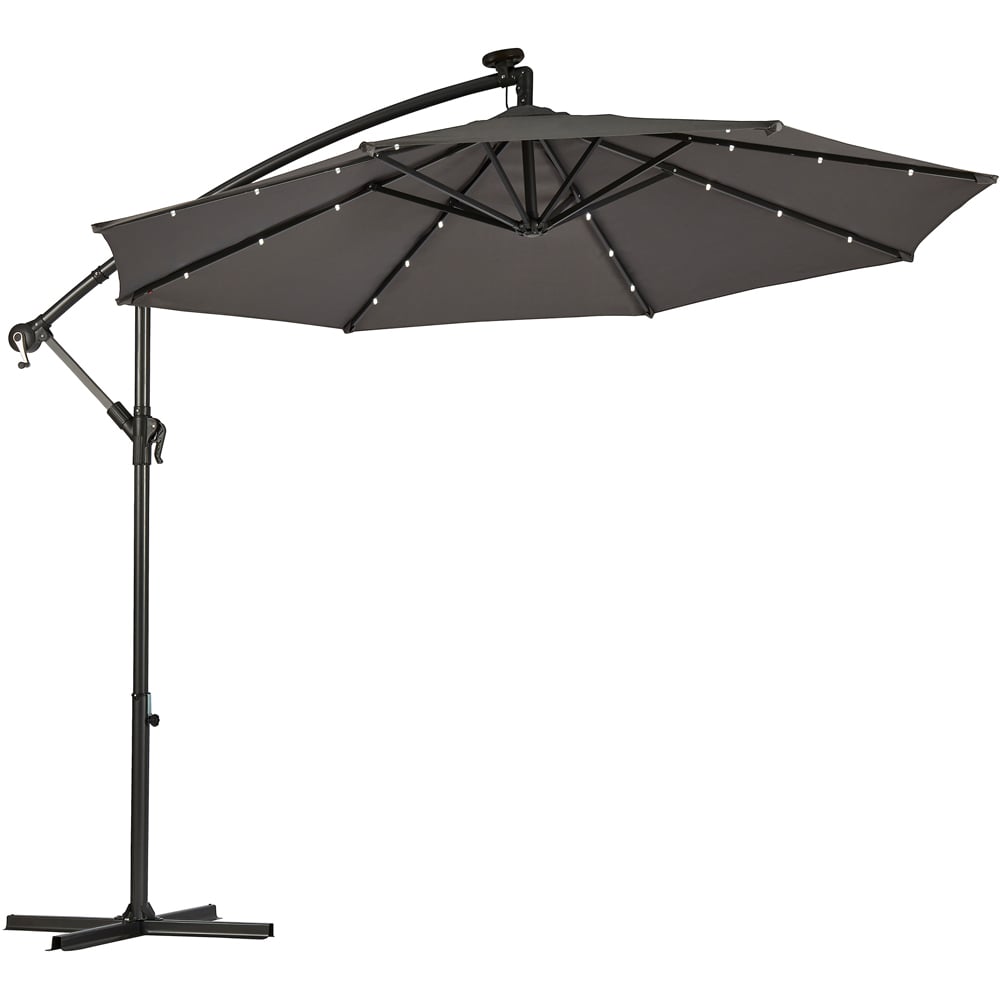 Garden Gear Charcoal Solar LED Cantilever Parasol with Cover 2.7m Image 1