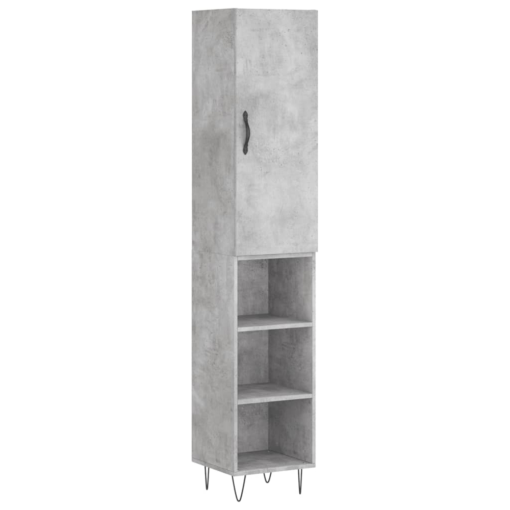 vidaXL Single Door 3 Shelf Concrete Grey Highboard Image 2