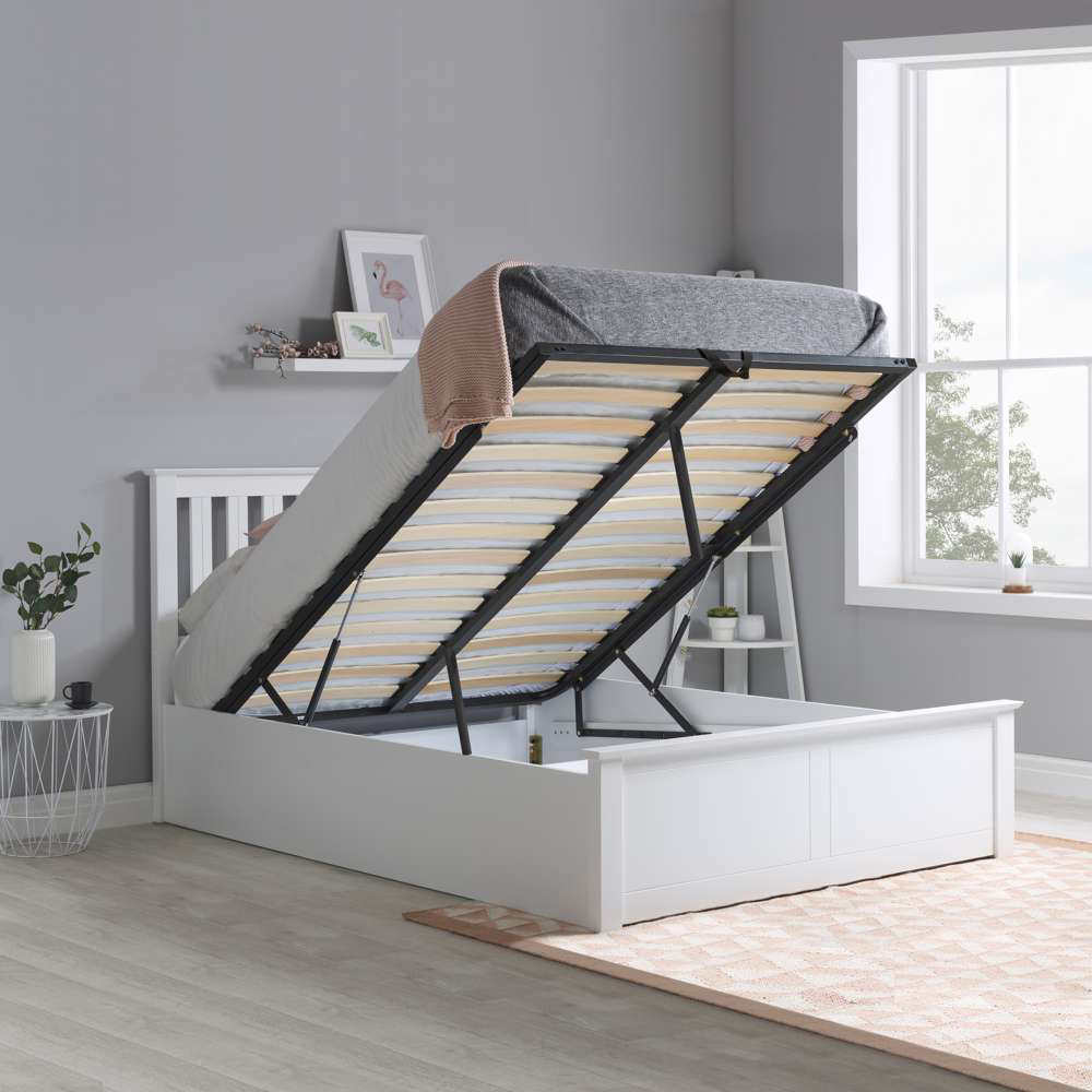 Phoenix Small Double White Ottoman Bed Image 8