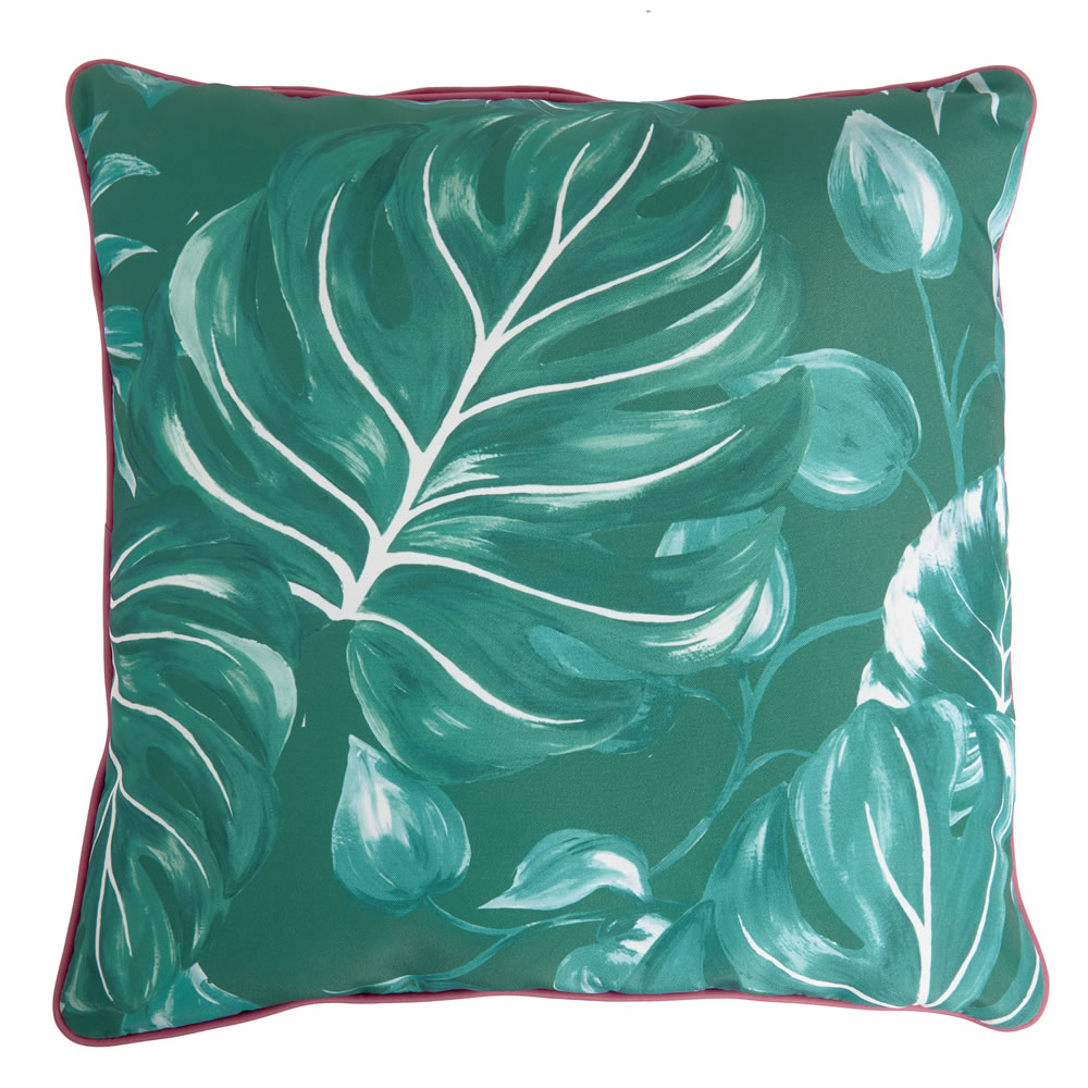 Wilko Outdoor Scatter Cushion Green Leaf Image 1