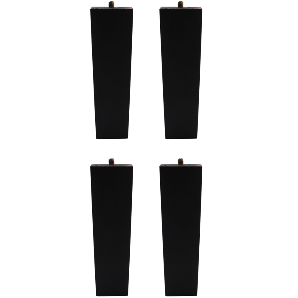 Living and Home Black Square Solid Oak Wood Furniture Leg 16cm 4 Pack Image 1