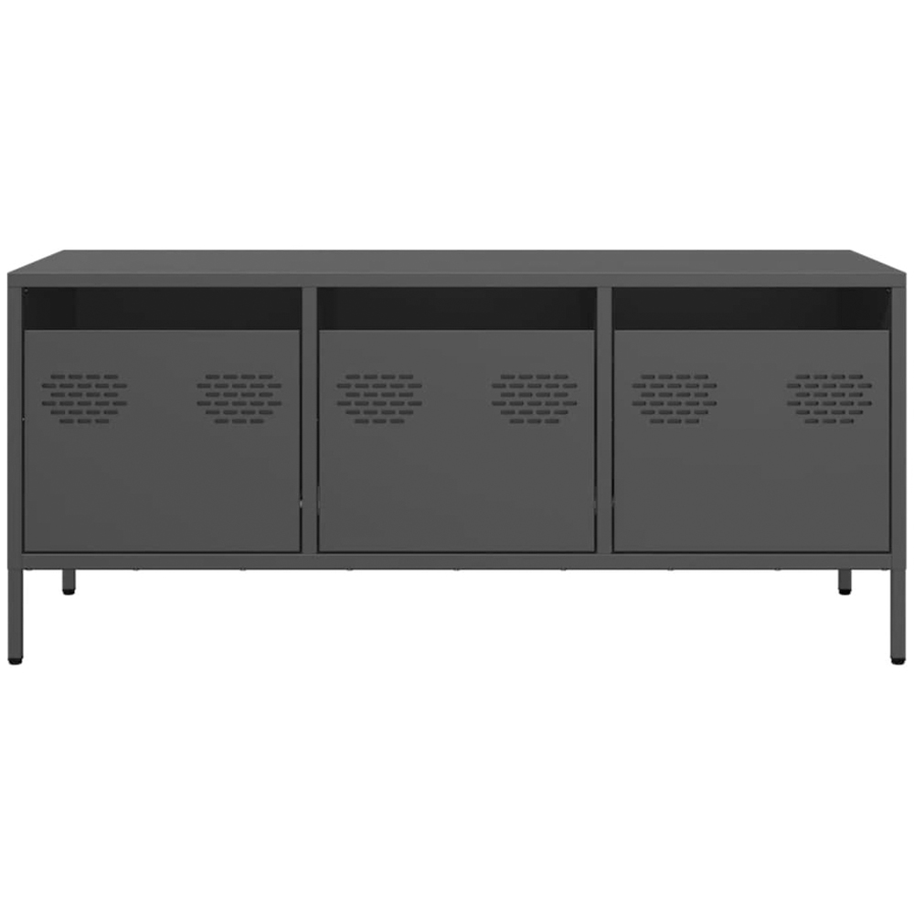 vidaXL 3 Drawer Black Steel Industrial Style TV Cabinet Image 3