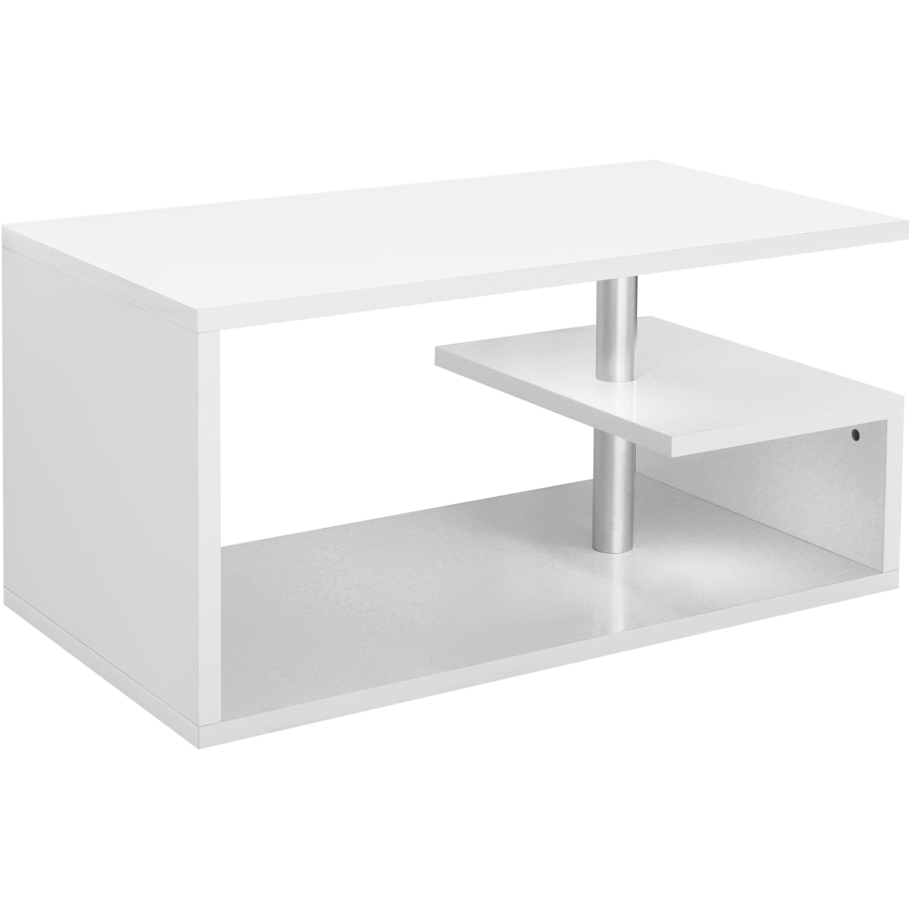 Comfy Living White High Gloss Abstract LED Coffee Table Image 5