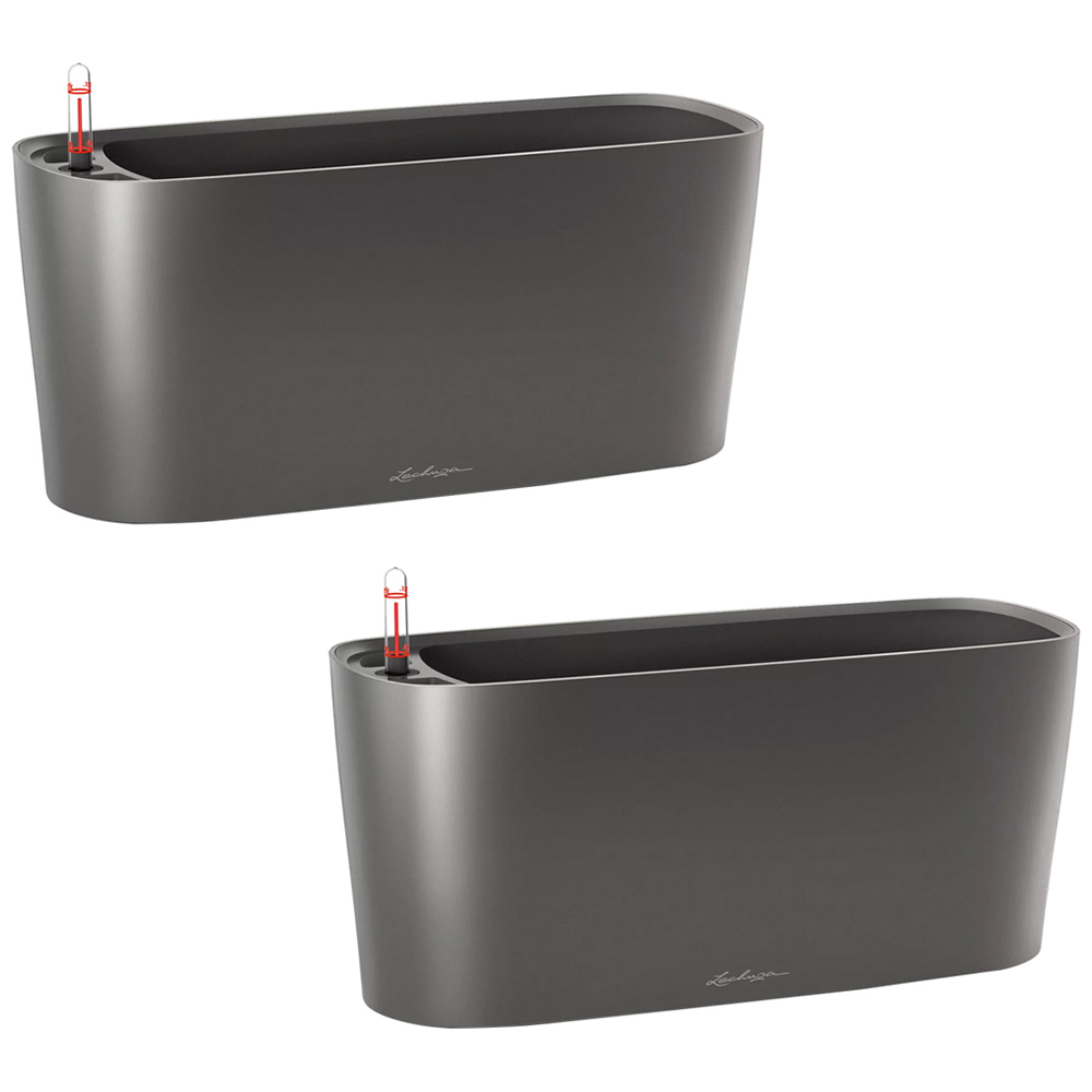 Lechuza Delta Charcoal Polyresin Self Watering Planter 40cm 2 Pack Image 1