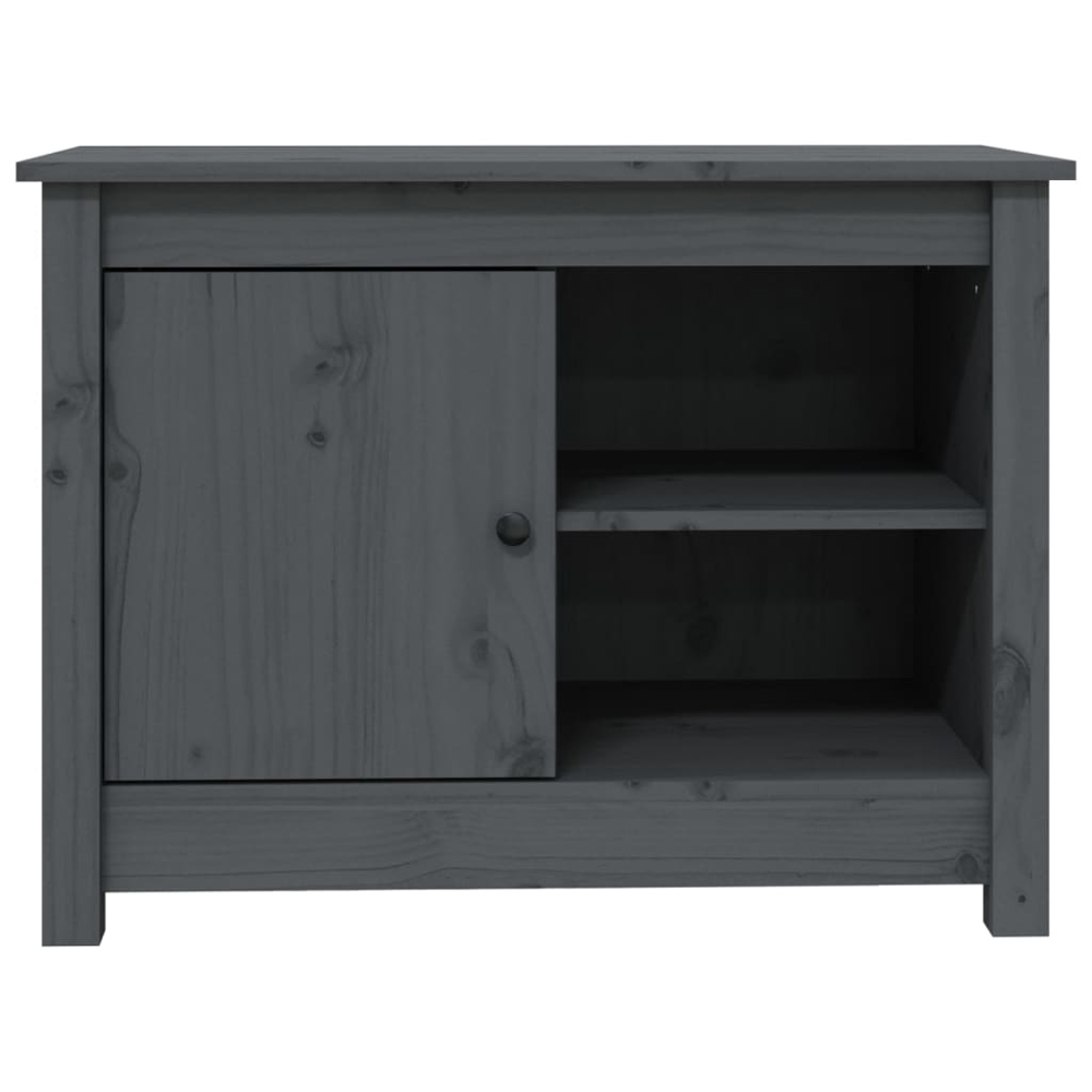 vidaXL Single Door 2 Shelf Grey Pine Wood TV Cabinet Image 3