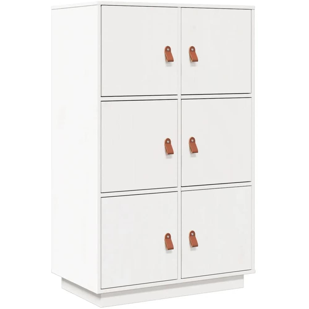 vidaXL 6 Door White Solid Pine Wood Highboard Image 2