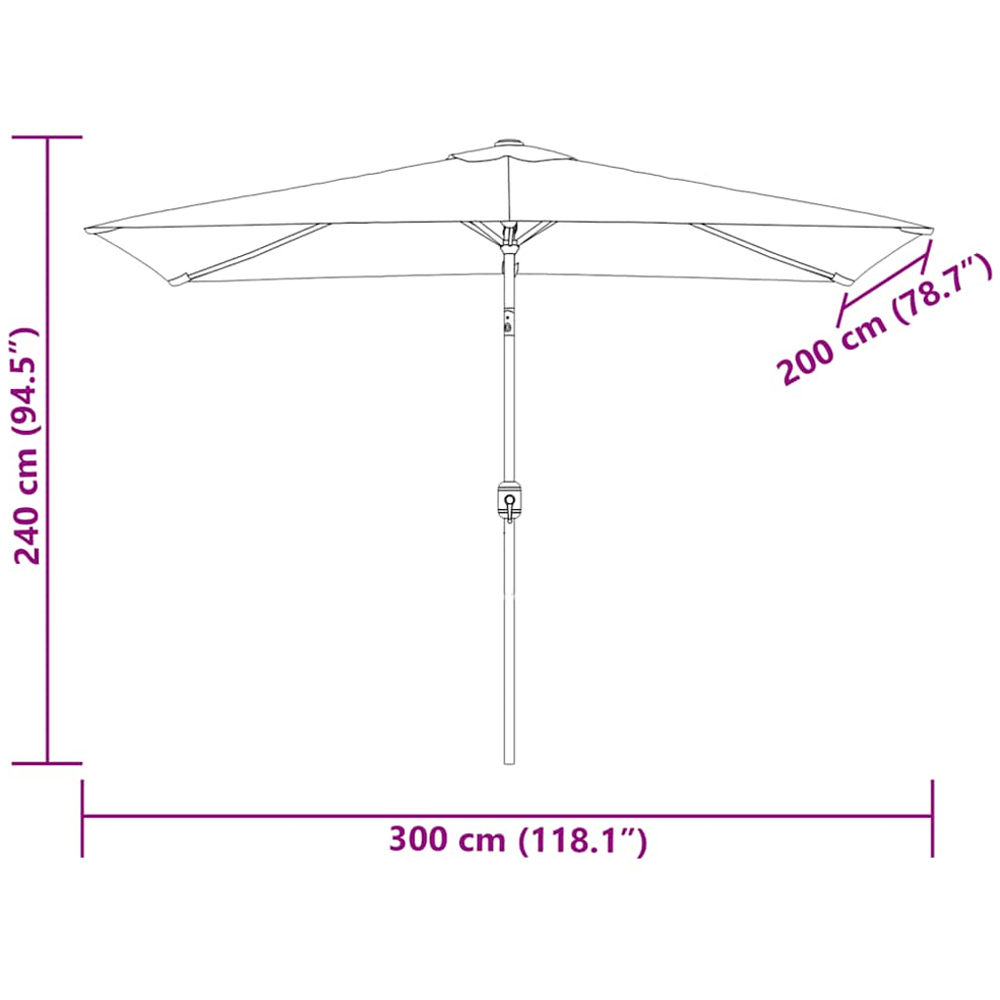 vidaXL Green Rectangular Crank and Tilt Garden Parasol 2 x 3m Image 7