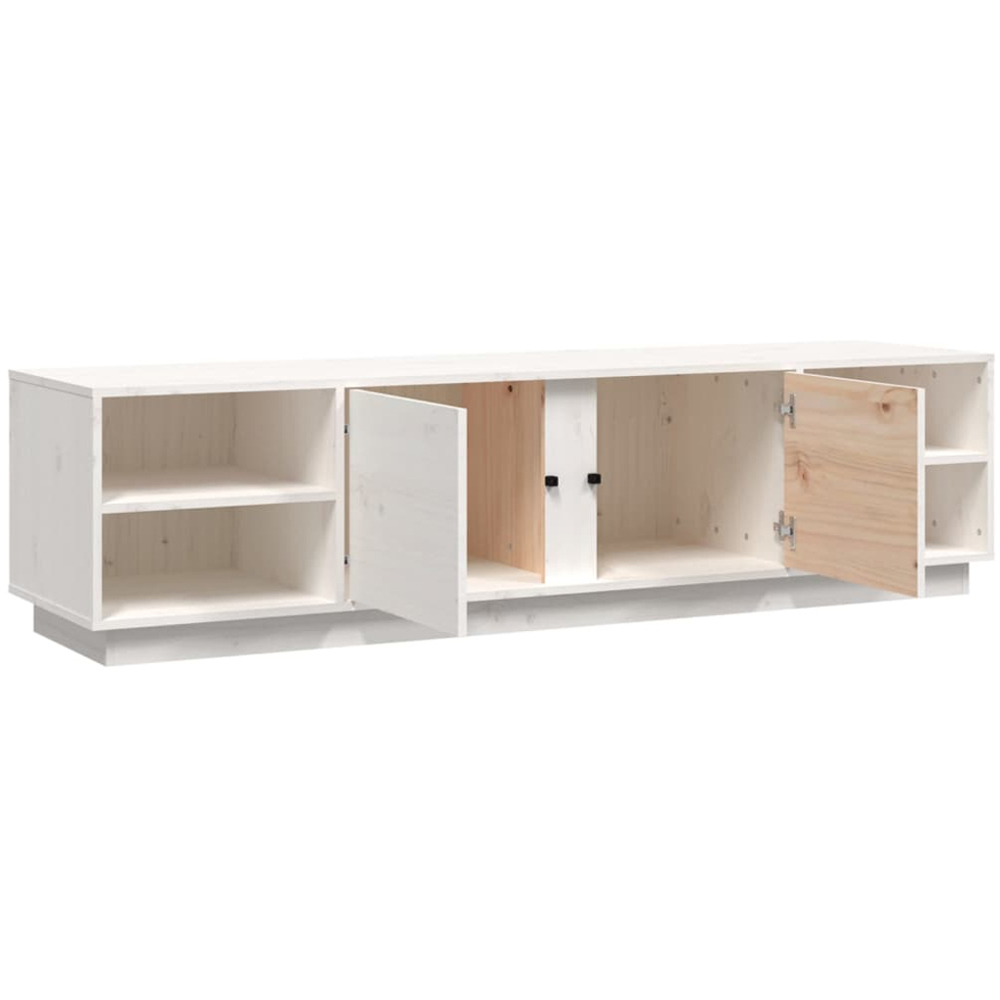 vidaXL 2 Door 4 Shelf White Solid Pine Wood TV Cabinet Image 7