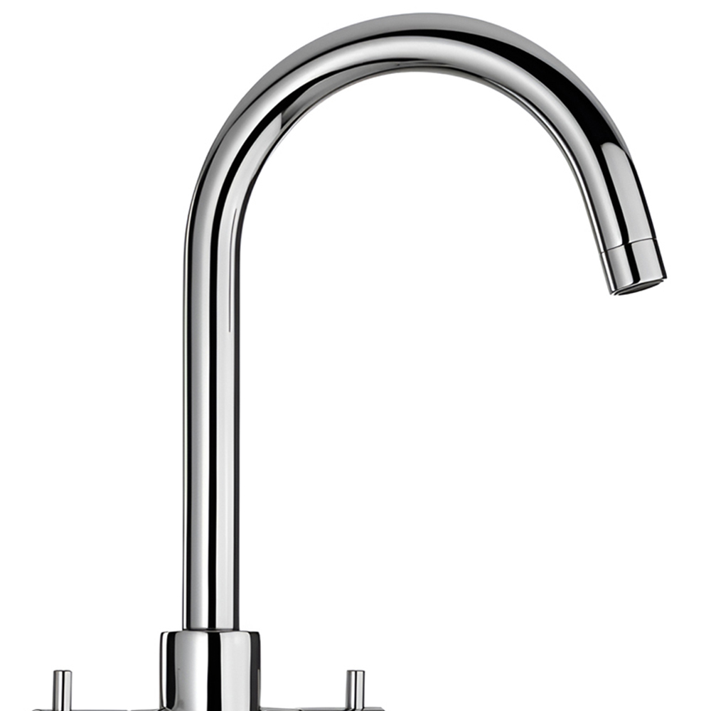 Piralla Vox Polished Chrome Twin Lever Swivel Spout Kitchen Tap Image 2