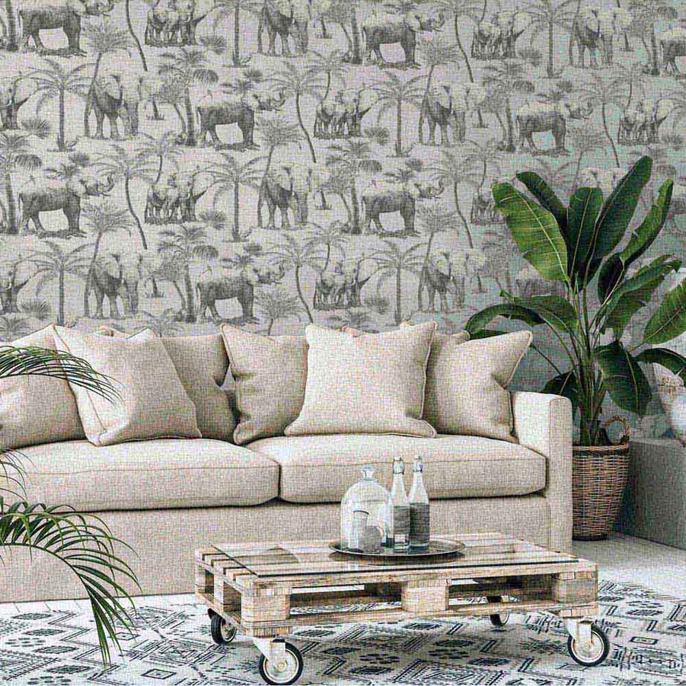Arthouse Safari Elephant Charcoal Wallpaper Image 4