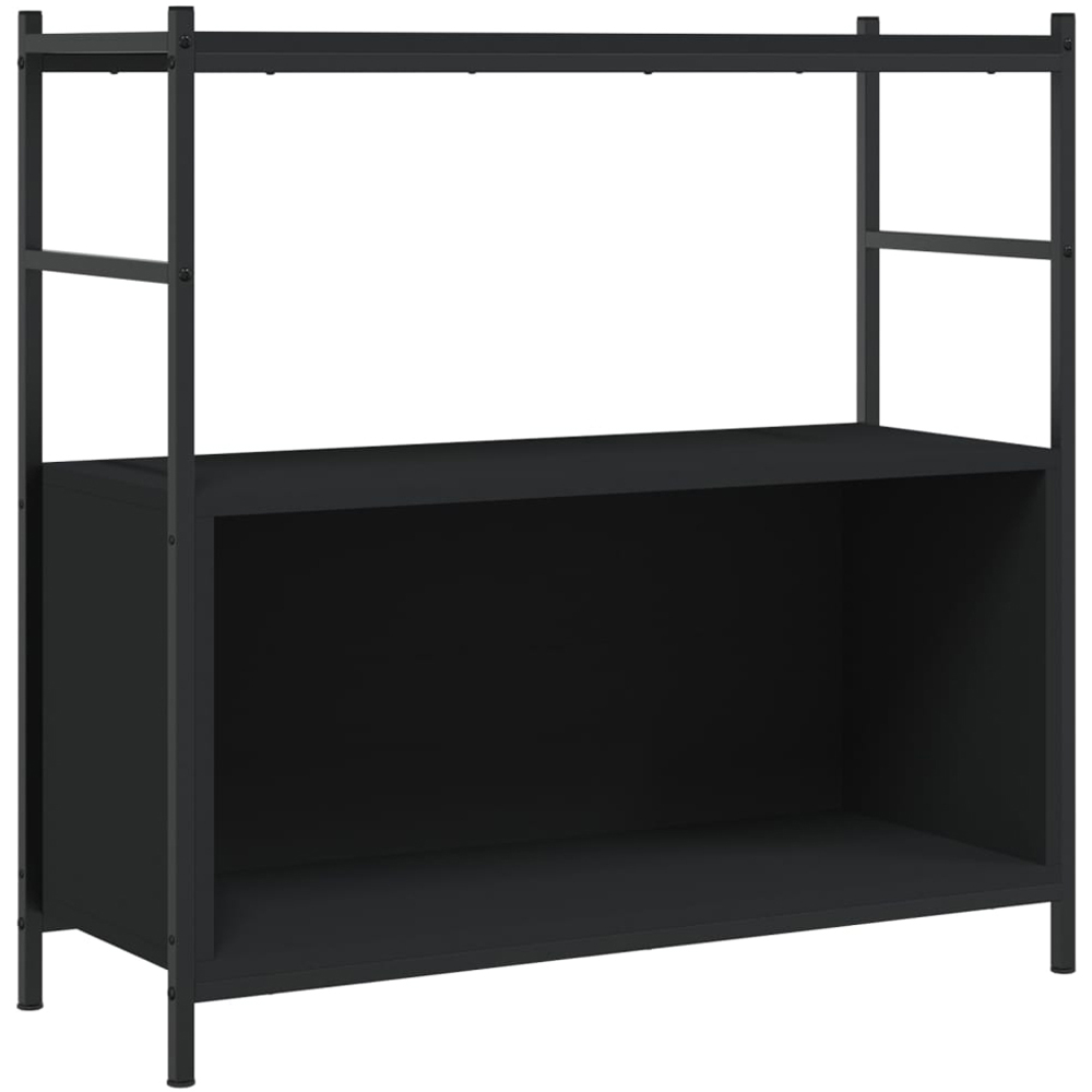 vidaXL 3 Shelf Black Wood and Steel Bookcase Image 2