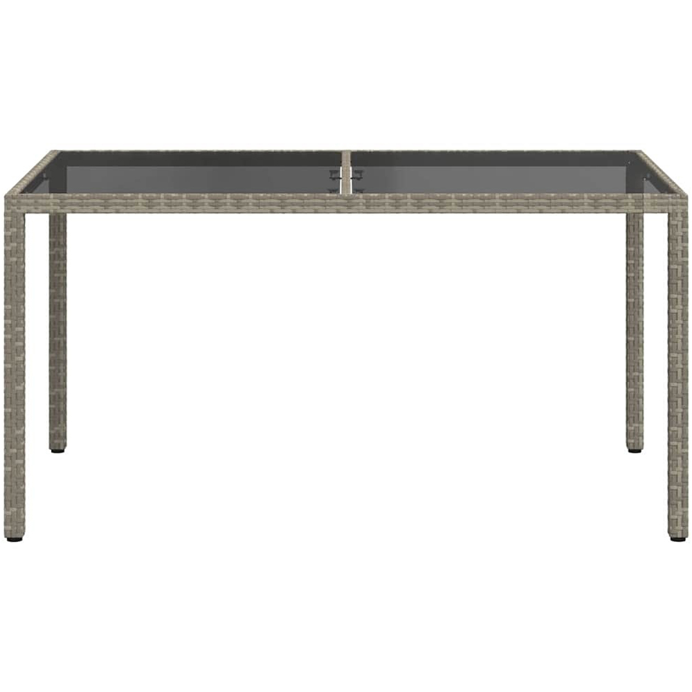Walplus 6 Seater Grey Poly Rattan Tempered Glass Steel Garden Table Image 3