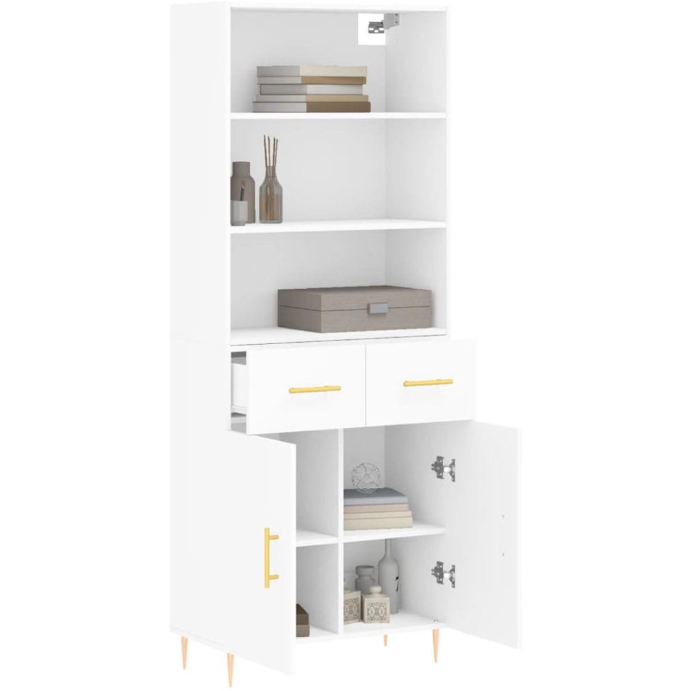 vidaXL 2 Door 2 Drawer 3 Shelf White Highboard Image 3