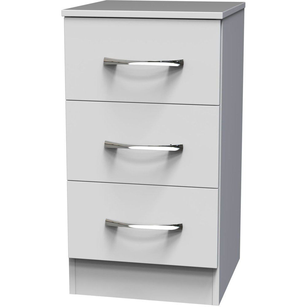 Crowndale Avon 3 Drawer Matt White Bedside Cabinet Ready Assembled Image 4